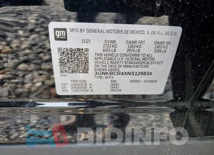 3GNKBCR4XNS129834 Photo# 14
