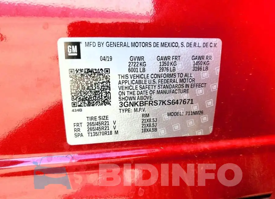 3GNKBFRS7KS647671 Photo# 13