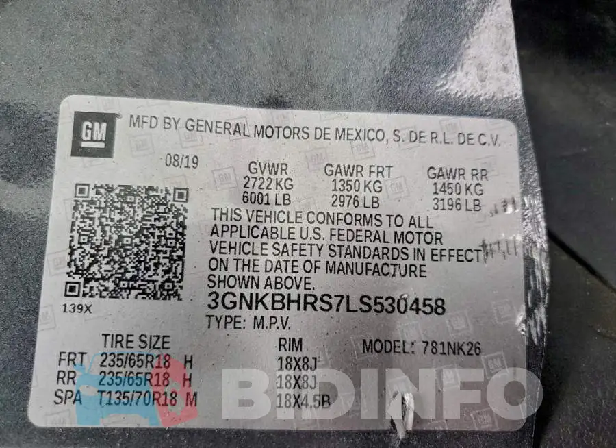 3GNKBHRS7LS530458 Photo# 14