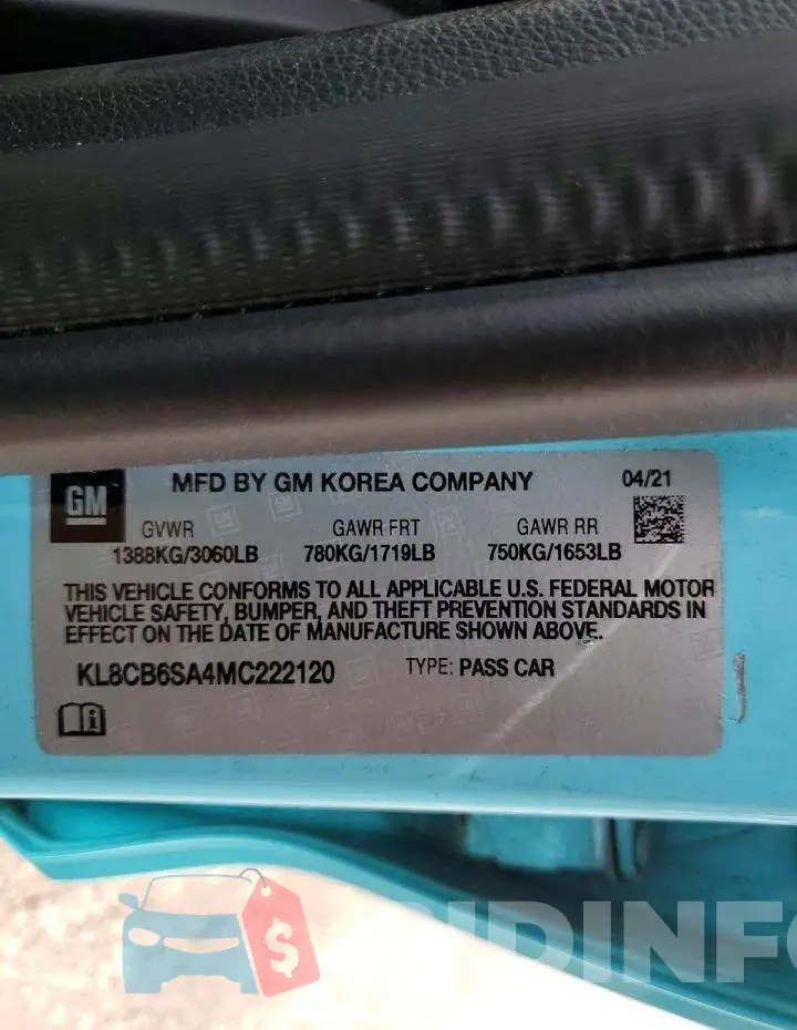 KL8CB6SA4MC222120 Photo# 12