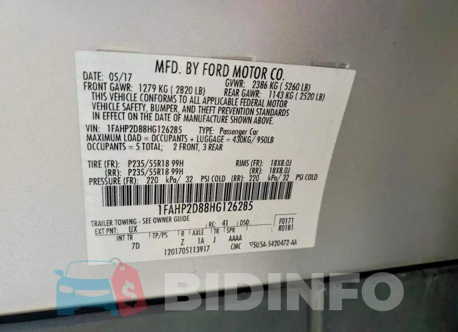 1FAHP2D88HG126285 Photo# 13