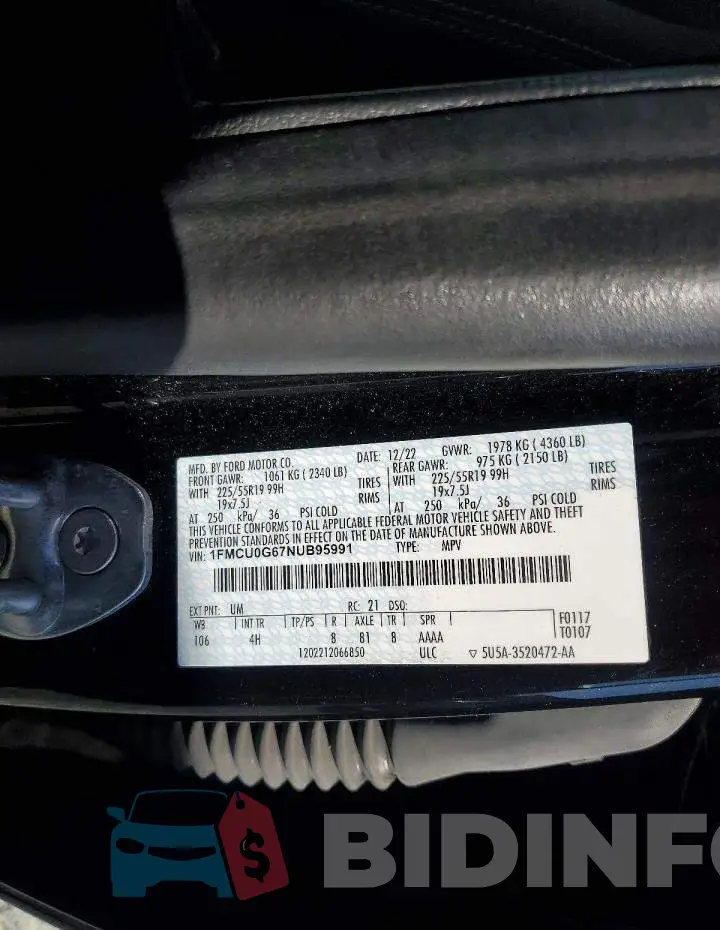 1FMCU0G67NUB95991 Photo# 13