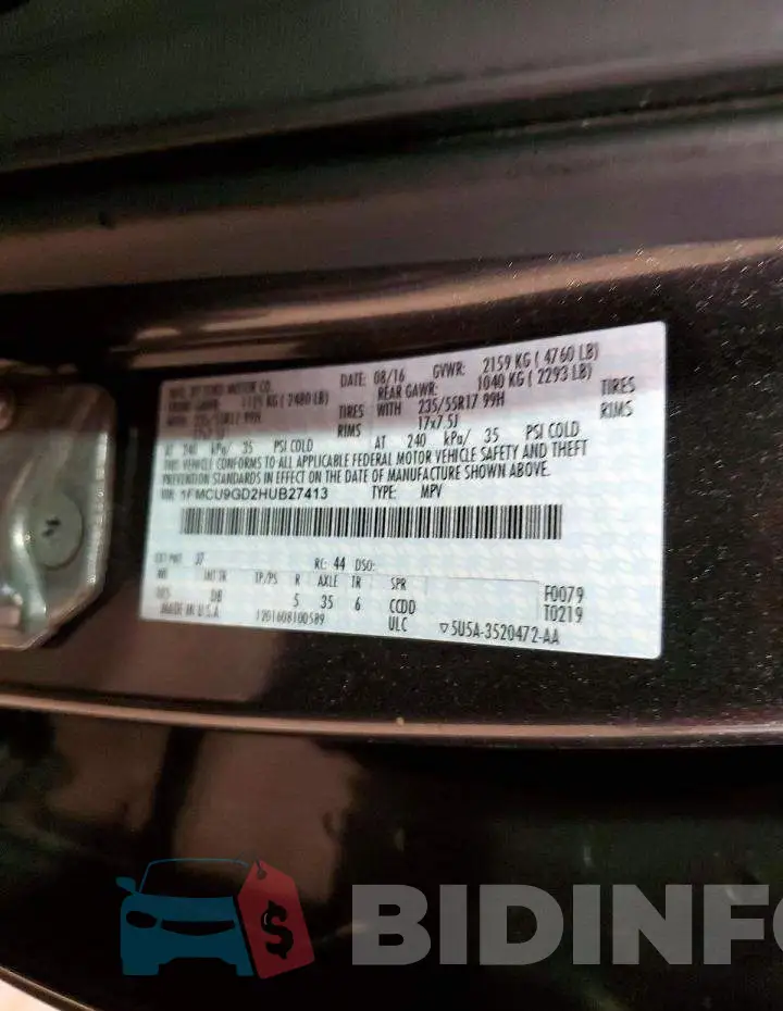 1FMCU9GD2HUB27413 Photo# 13