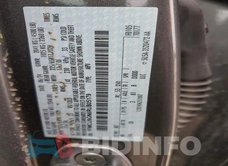 1FMCU9GN6RUB05179 Photo# 14