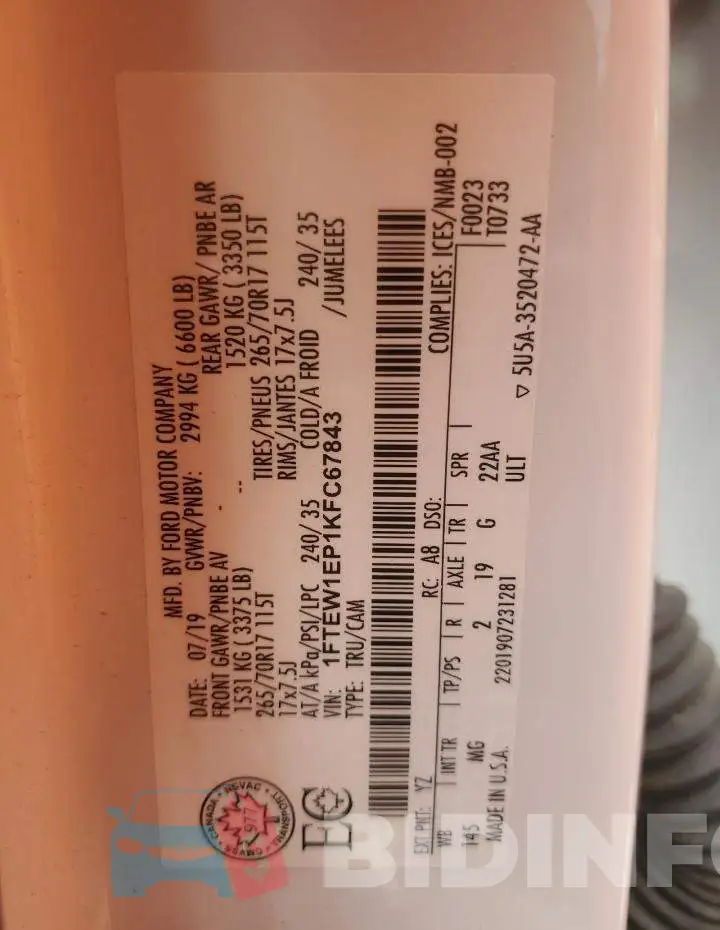 1FTEW1EP1KFC67843 Photo# 12