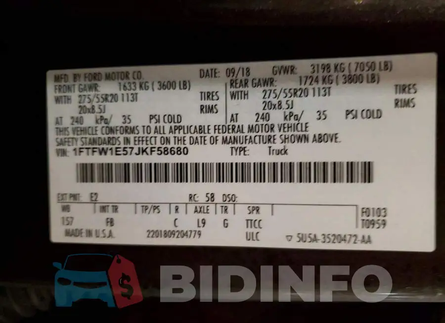 1FTFW1E57JKF58680 Photo# 12
