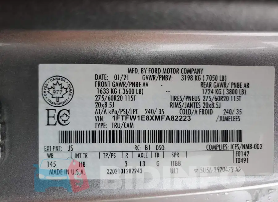 1FTFW1E8XMFA82223 Photo# 12