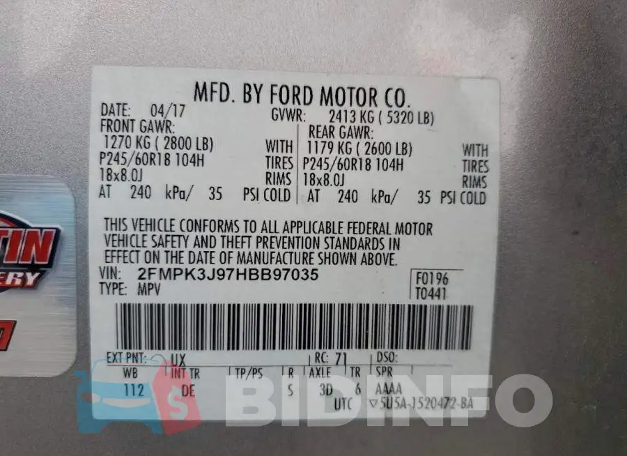 2FMPK3J97HBB97035 Photo# 13