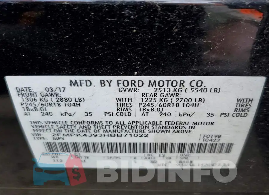 2FMPK4J93HBB71022 Photo# 13