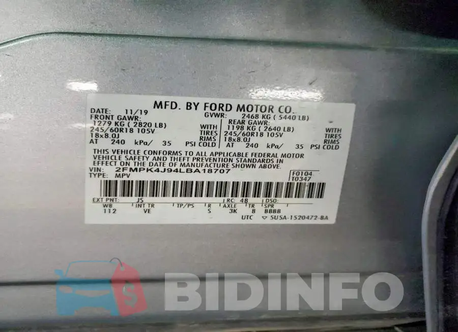 2FMPK4J94LBA18707 Photo# 13