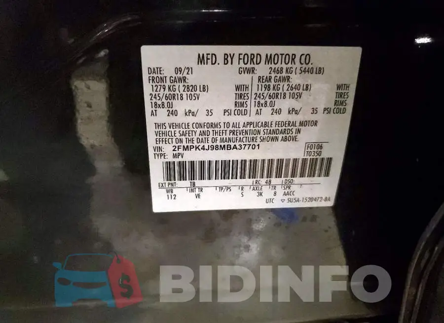 2FMPK4J98MBA37701 Photo# 14