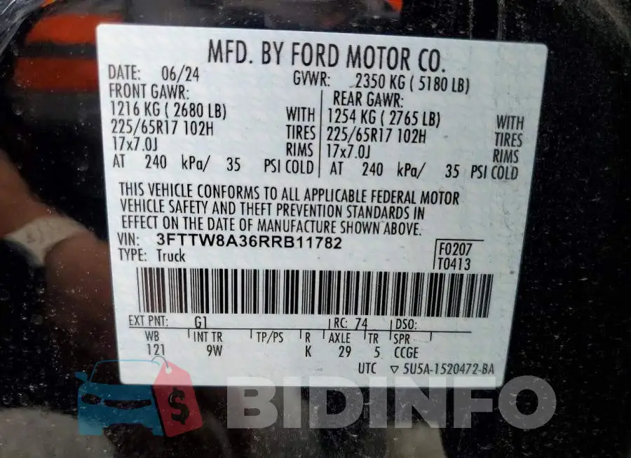 3FTTW8A36RRB11782 Photo# 12