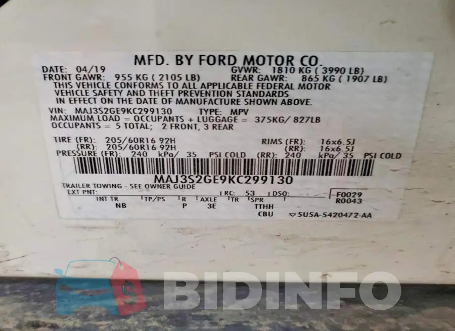 MAJ3S2GE9KC299130 Photo# 12