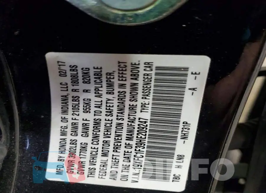 19XFC1F39HE209247 Photo# 12