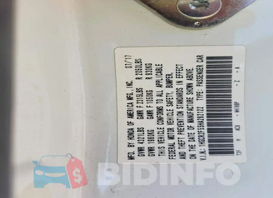 1HGCR2F55HA262122 Photo# 12