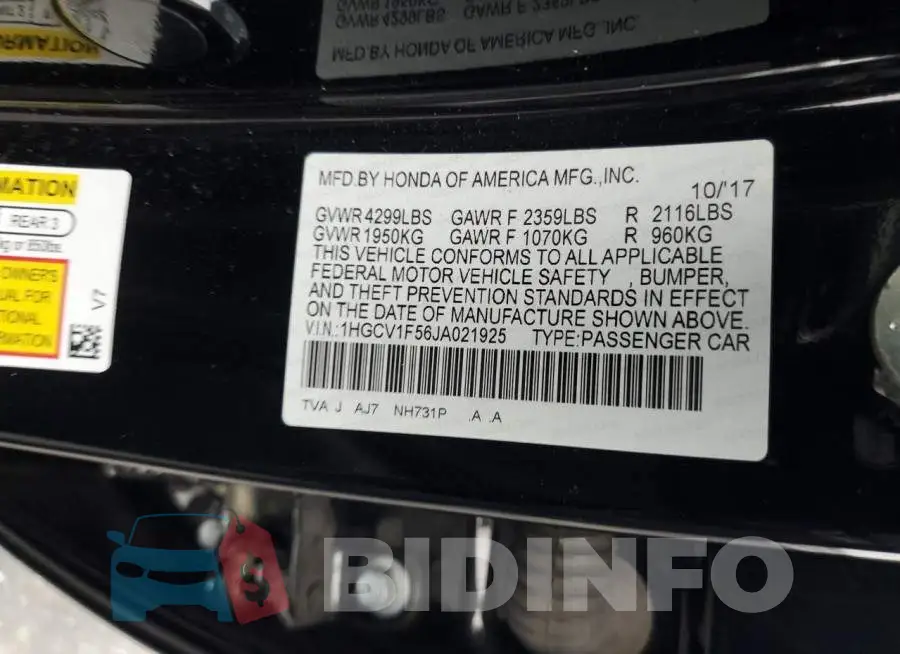 1HGCV1F56JA021925 Photo# 12