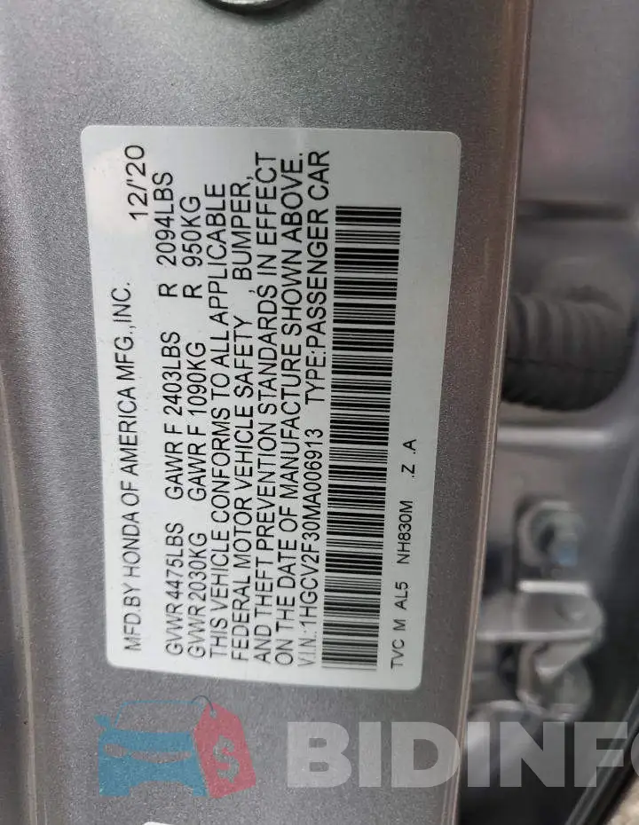 1HGCV2F30MA006913 Photo# 13