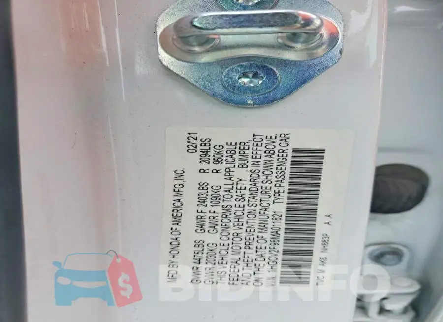 1HGCV2F96MA011621 Photo# 12