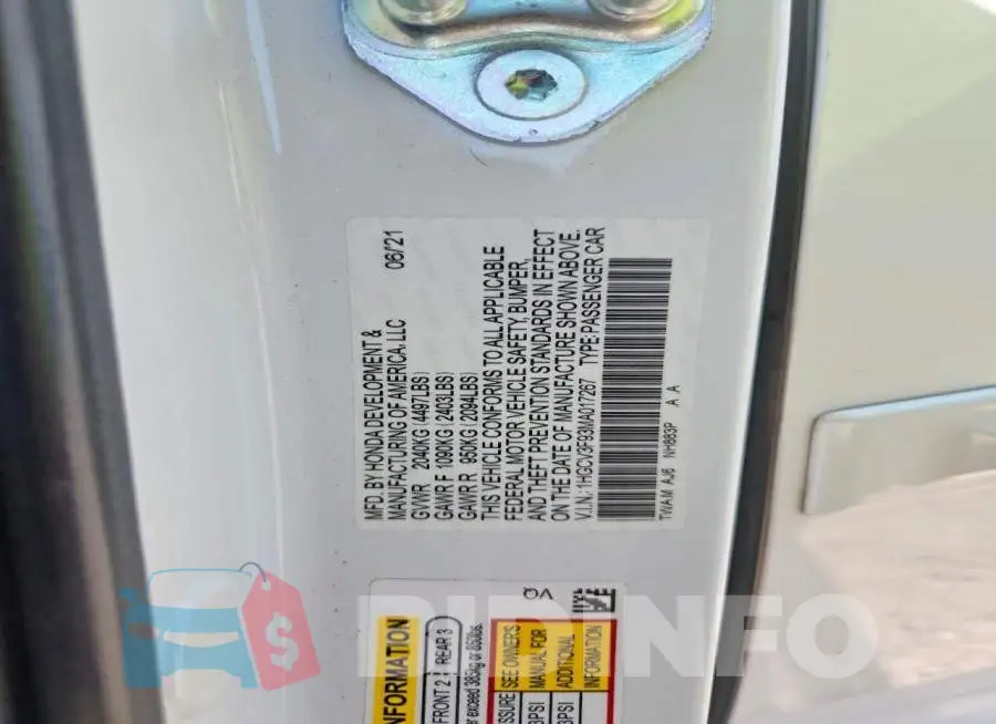 1HGCV3F93MA017267 Photo# 12