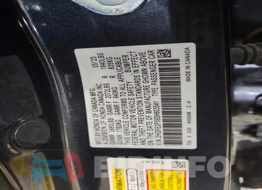 2HGFE2F59SH603541 Photo# 12