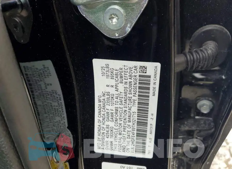 2HGFE4F89TH321715 Photo# 12