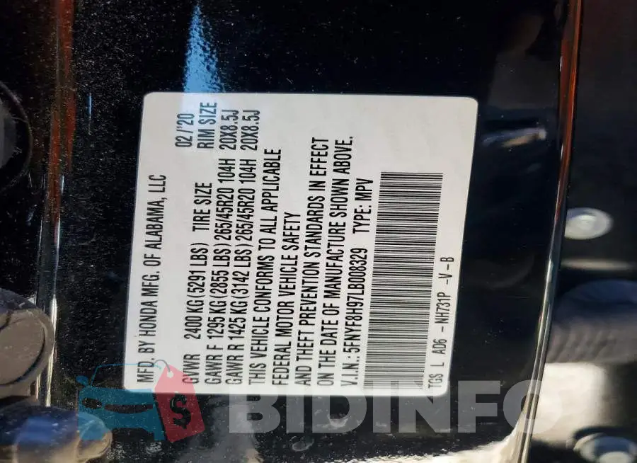 5FNYF8H97LB008329 Photo# 13