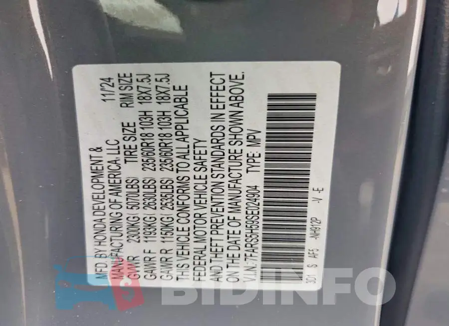 7FARS5H59SE024904 Photo# 14