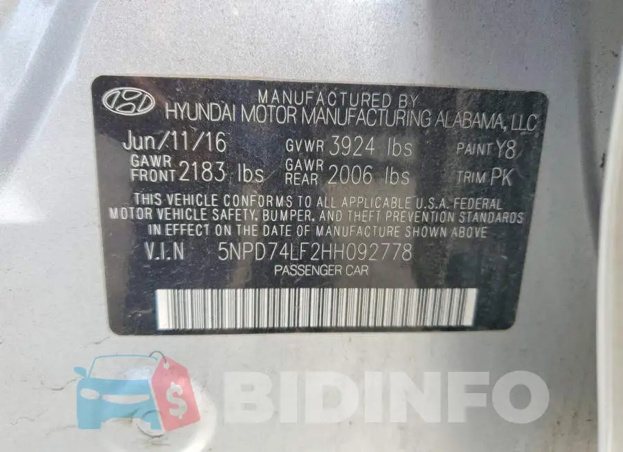 5NPD74LF2HH092778 Photo# 12