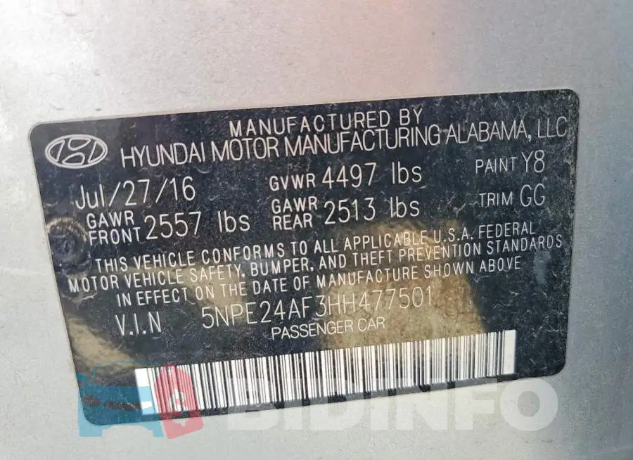 5NPE24AF3HH477501 Photo# 12