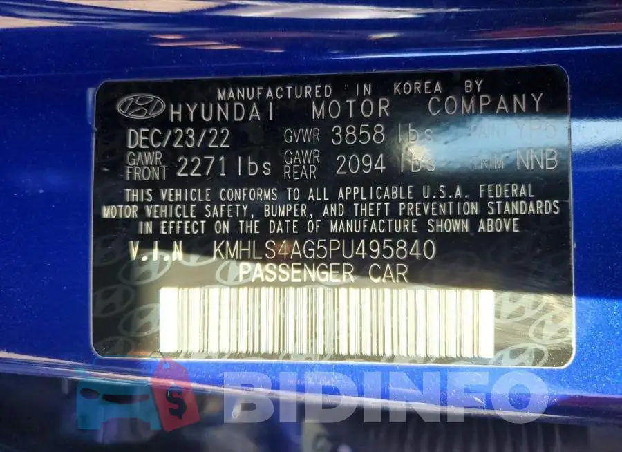 KMHLS4AG5PU495840 Photo# 12