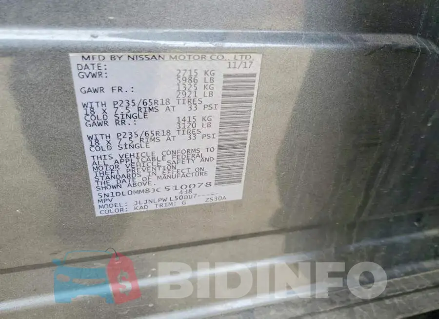 5N1DL0MM8JC510078 Photo# 12