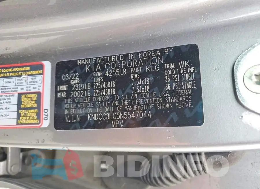 KNDCC3LC5N5547044 Photo# 13