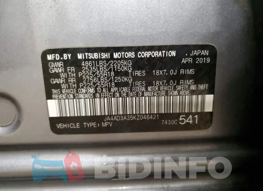 JA4AD3A35KZ046421 Photo# 13