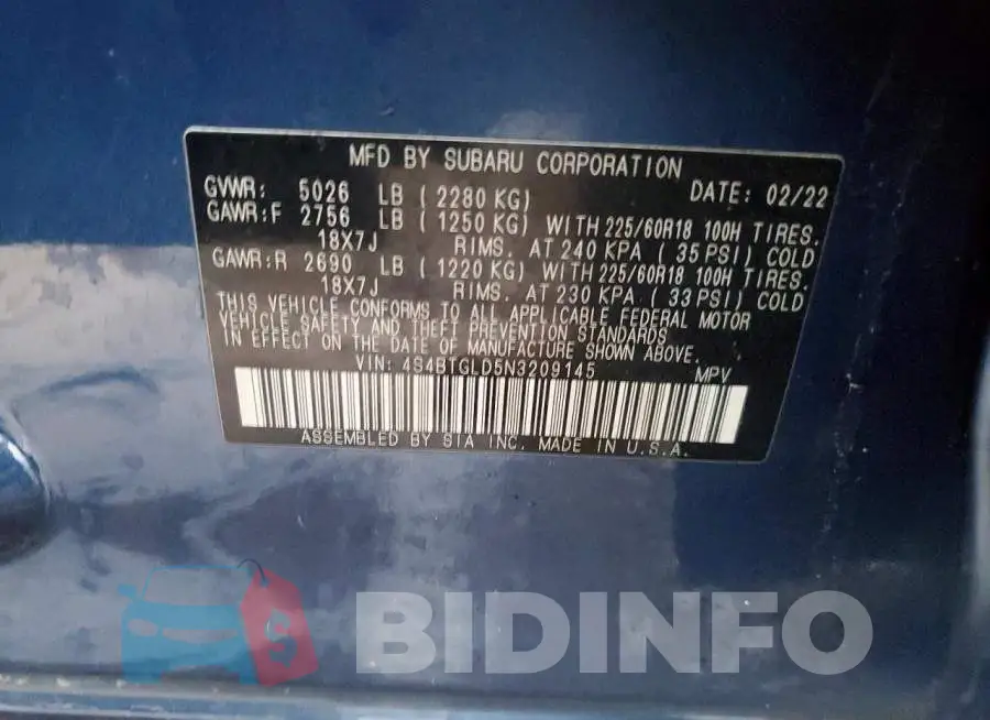 4S4BTGLD5N3209145 Photo# 13