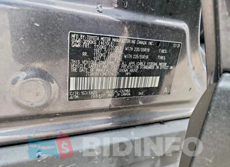 2T3A1RFV3MC174057 Photo# 12