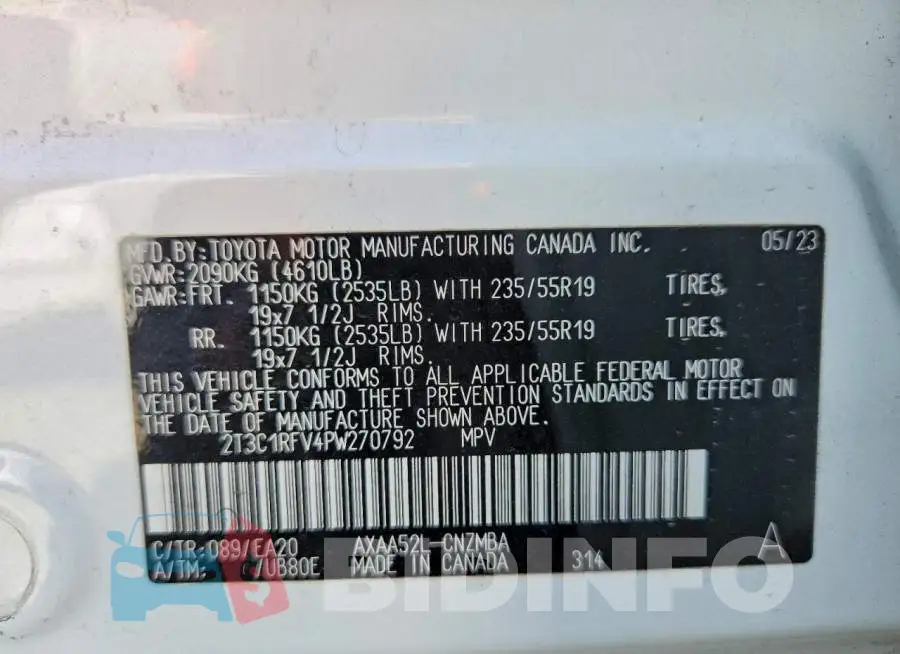 2T3C1RFV4PW270792 Photo# 14