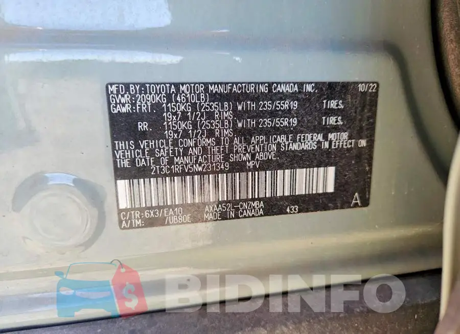 2T3C1RFV5NW231349 Photo# 13