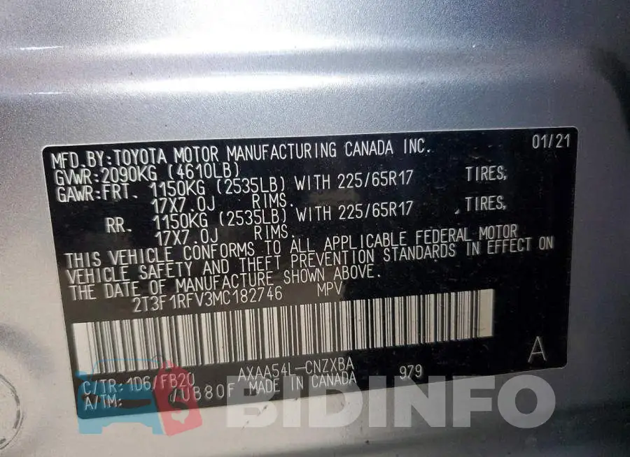 2T3F1RFV3MC182746 Photo# 13