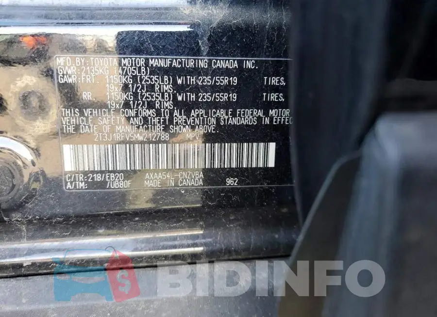 2T3J1RFV5MW212788 Photo# 12