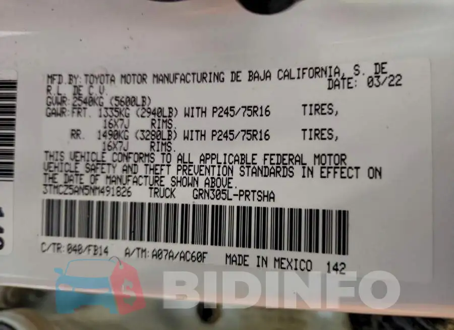 3TMCZ5AN5NM491826 Photo# 13