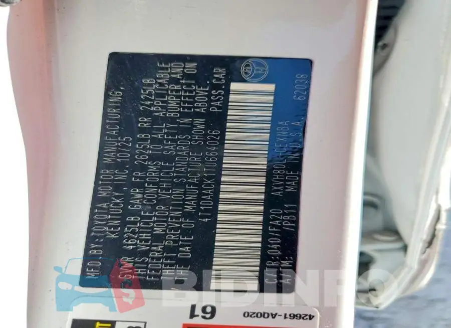 4T1DAACK1TU664026 Photo# 12