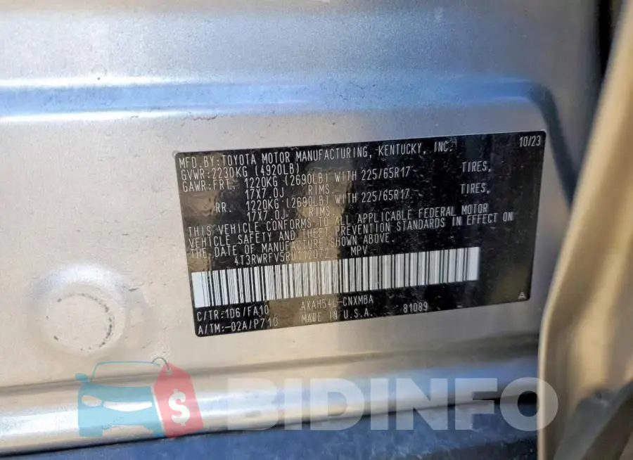 4T3RWRFV5RU112072 Photo# 12