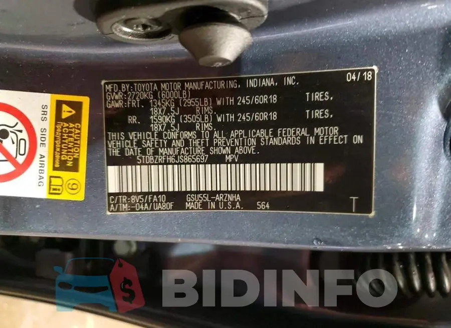 5TDBZRFH6JS865697 Photo# 13
