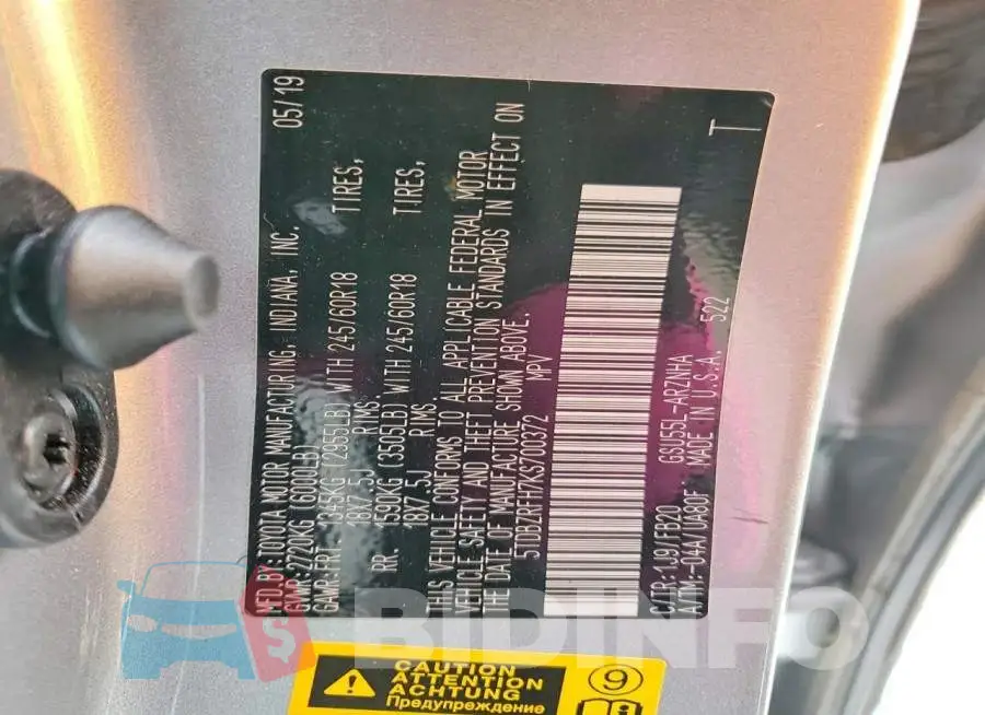 5TDBZRFH7KS700372 Photo# 13