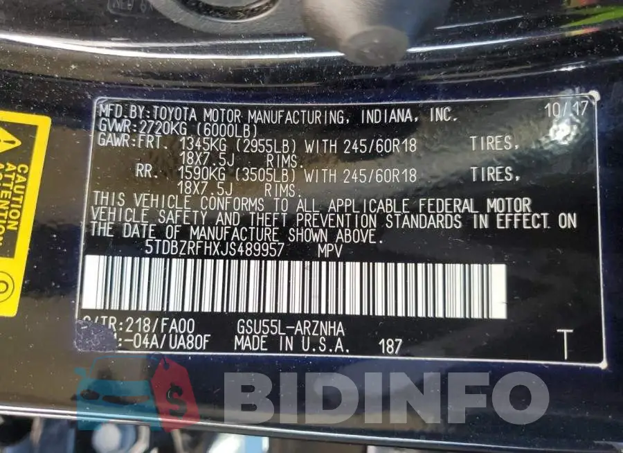 5TDBZRFHXJS489957 Photo# 13