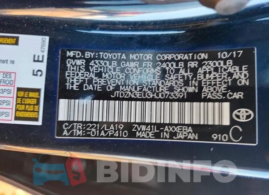 JTDZN3EU3HJ073391 Photo# 13