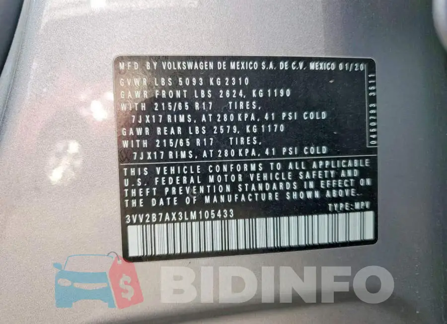 3VV2B7AX3LM105433 Photo# 12