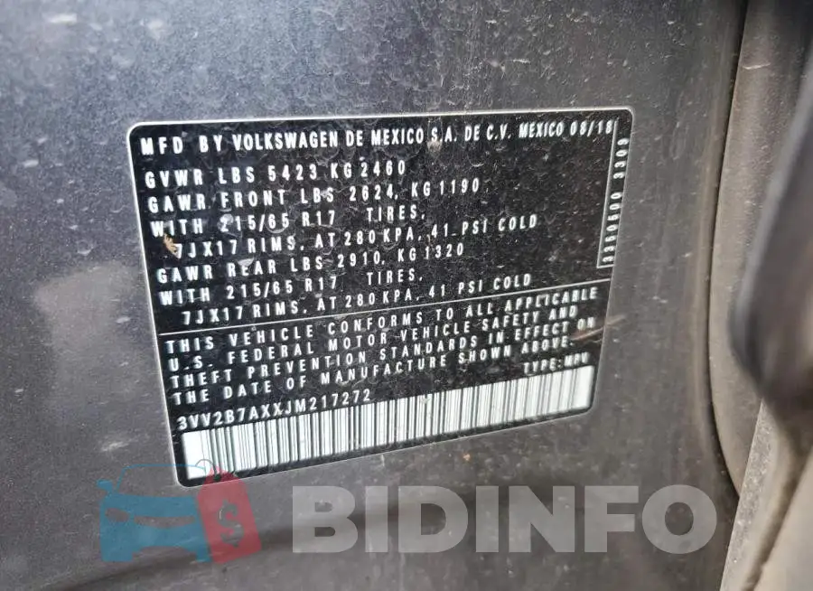 3VV2B7AXXJM217272 Photo# 13