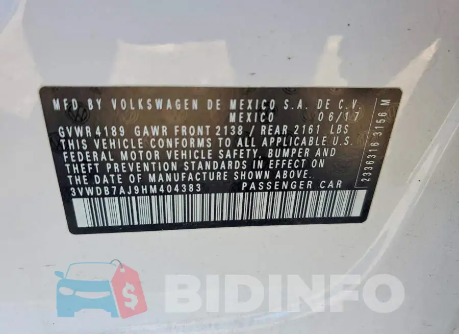 3VWDB7AJ9HM404383 Photo# 13