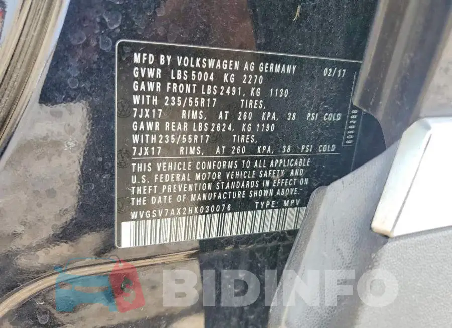 WVGSV7AX2HK030076 Photo# 13